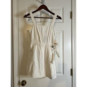 Sincerely Jules White Linen Blend Mini Dress Romper Women’s M NWT Smocked Back